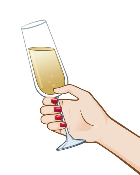 Hand Holding Glass Champagne Isolated White Background — Stock Vector