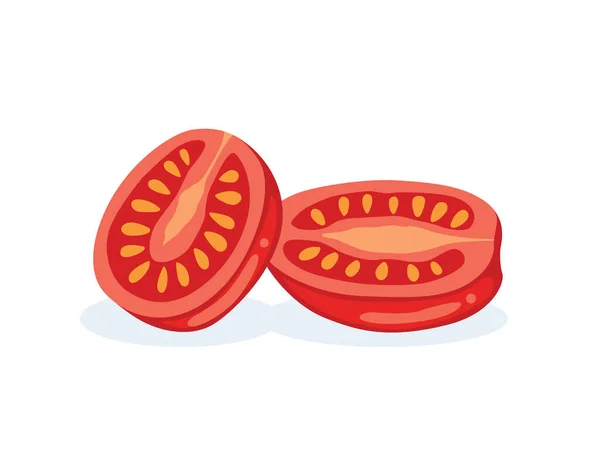Verse Gesneden Tomaten Geïsoleerd Witte Achtergrond — Stockvector