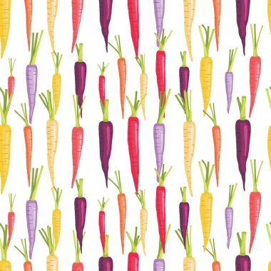 Beyaz arka planda izole edilmiş renkli havuçlar. Vektör arkaplan.