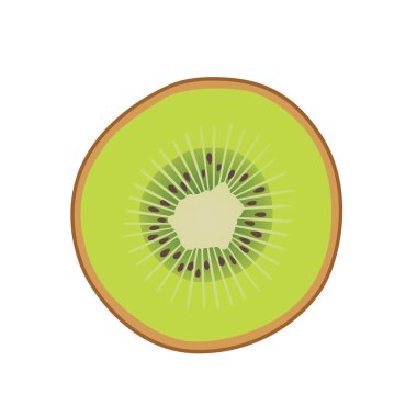 Beyaz arkaplanda izole edilmiş kivi dilimi.