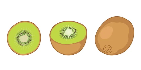 Conjunto Kiwi Aislado Sobre Fondo Blanco — Archivo Imágenes Vectoriales