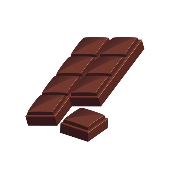 Barra Chocolate Aislado Sobre Fondo Blanco — Vector de stock