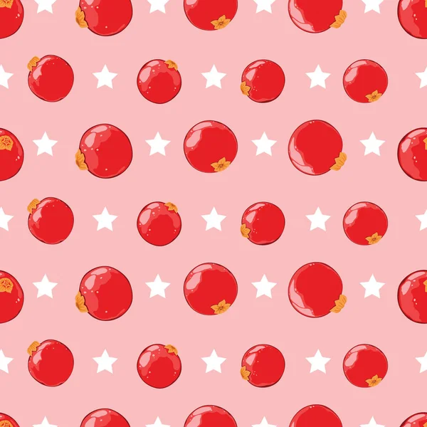 Rote Johannisbeere Mit Stern Isoliert Auf Rosa Hintergrund — Stockvektor