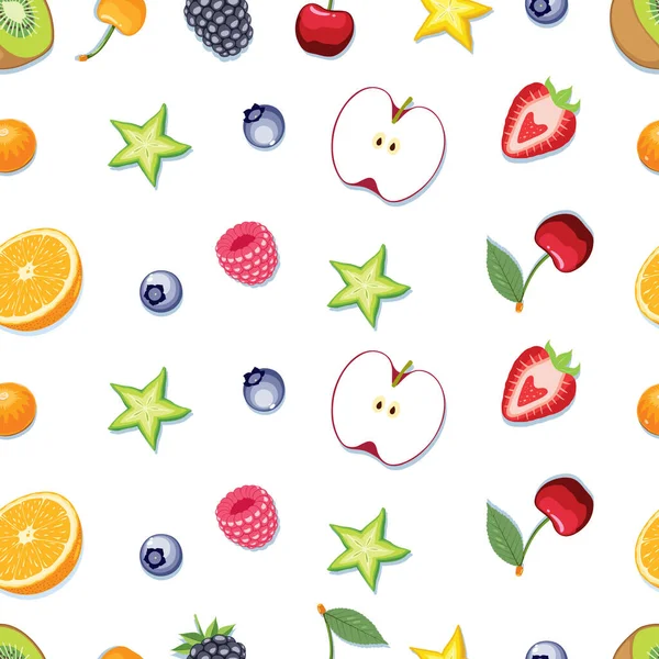 Frutas Aisladas Sobre Fondo Blanco Diseño Patrones — Vector de stock