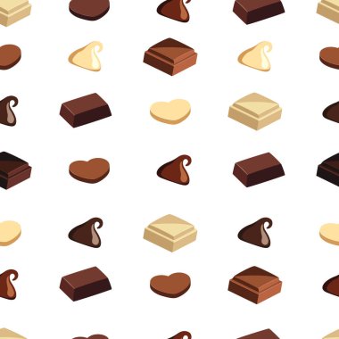 Çikolata parçalı, çikolata parçalı, çikolata kalpli, beyaz arka planda izole edilmiş. Çikolata arkaplan..