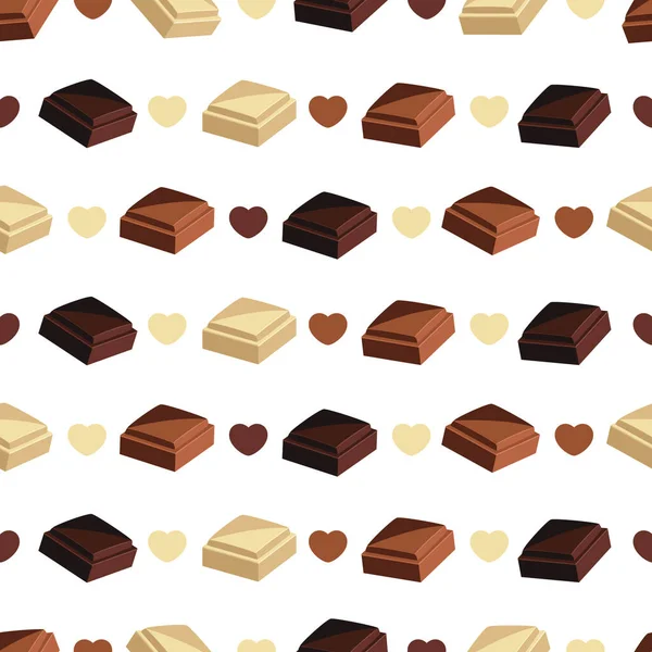 黑巧克力 软糖巧克力和白巧克力 心脏隔离在白背景上 — 图库矢量图片