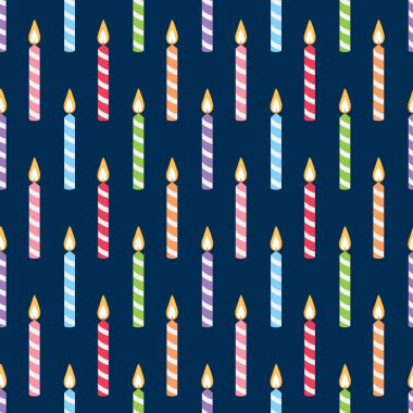 Mavi arkaplanda izole edilmiş doğum günü mumları. Kalıp.