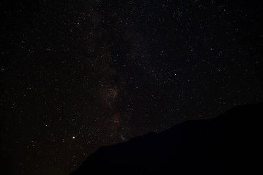 Dağların üzerinden Samanyolu manzarası