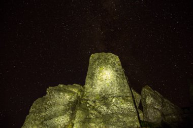 Dağların üzerinden Samanyolu manzarası