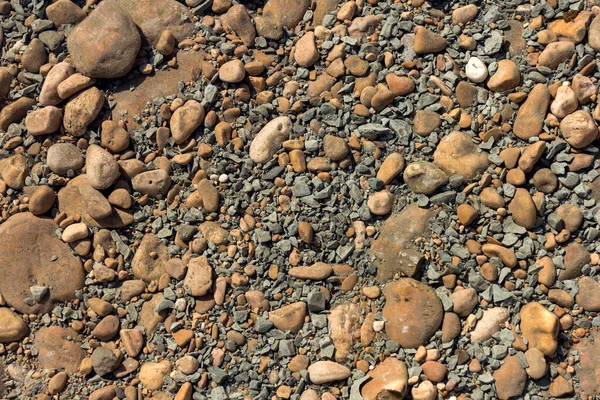 Fond Pierreux Naturel Rivière Lit Peu Profond Rivière Par Temps — Photo