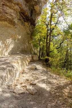 Dağlık bölge güneşli bir yaz gününde dinlenmek ve seyahat etmek için bir alandır..