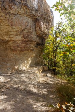 Dağlık bölge güneşli bir yaz gününde dinlenmek ve seyahat etmek için bir alandır..