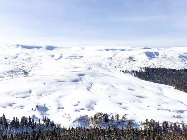 Winter Panoramic Views Snow Capped Mountains Alpine Glades Bright Sun — Stock Photo, Image