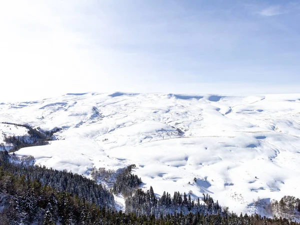 Winter Panoramic Views Snow Capped Mountains Alpine Glades Bright Sun — Stock Photo, Image