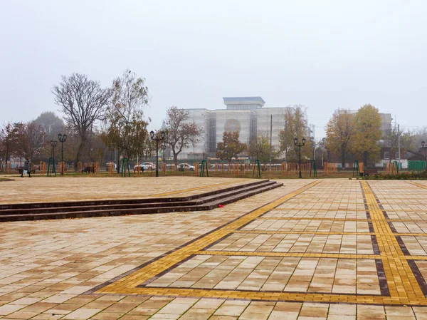 Autumn City Cloudy Day Fog Sleepy State Nature Idyll Creative — Stock Photo, Image