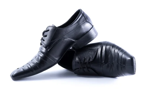 Černé Pánské boty na bílém pozadí — Stock fotografie