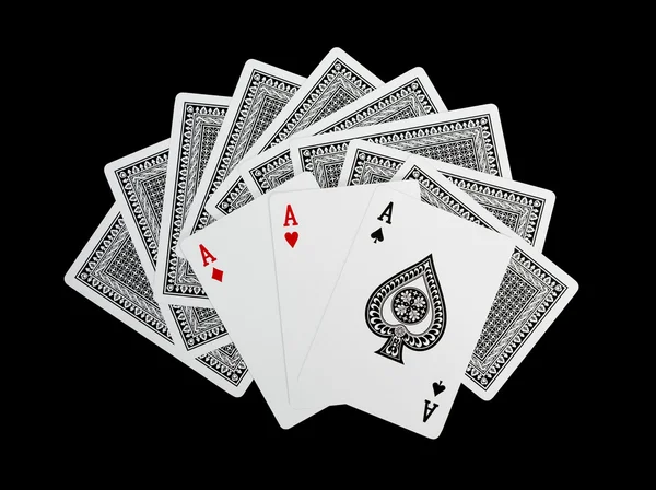 Poker cards, Three aces — Stockfoto