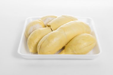 Durian köpük, beyaz arka plan üzerinde meyve Kral üzerinde.