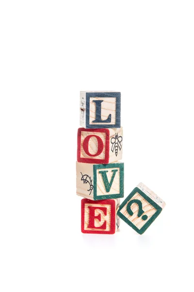 Photo of a alphabet blocks spelling LOVE? isolate on white backg — Stock Photo, Image