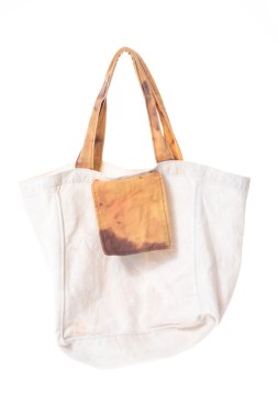 Grunge Pamuk Çanta beyaz arka plan üzerinde