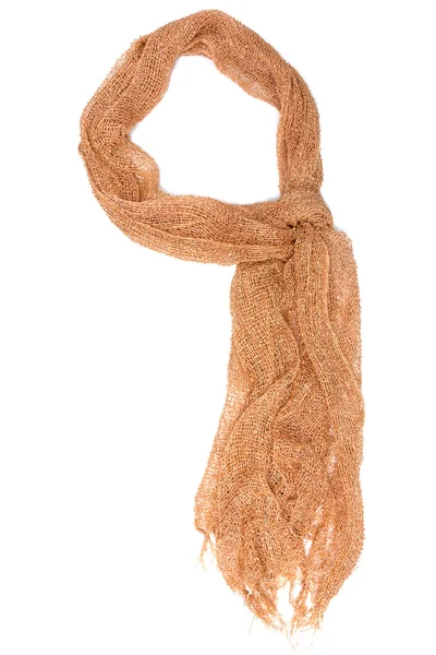 Cachecol de seda marrom isolado no fundo branco — Fotografia de Stock