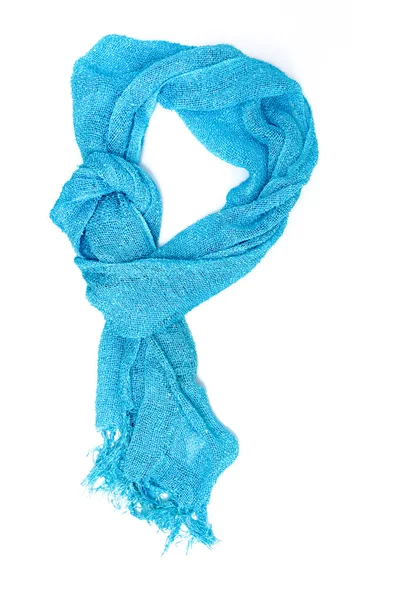 Niebieski jedwabny szalik na białym tle na białym tle — Zdjęcie stockowe