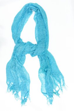 Mavi İpek eşarp izole üzerinde beyaz arka plan