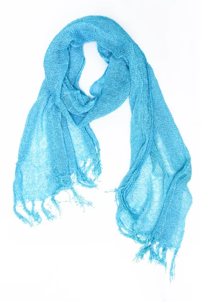 Голубой шелковый шарф изолирован на белом фоне — стоковое фото