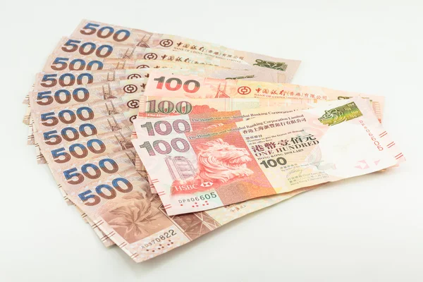 Hong Kong dollars on white background — Stock Photo, Image