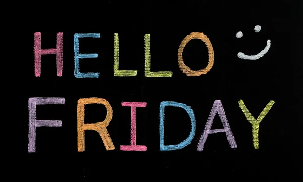 Hello Friday written on blackboard — Stock Photo, Image