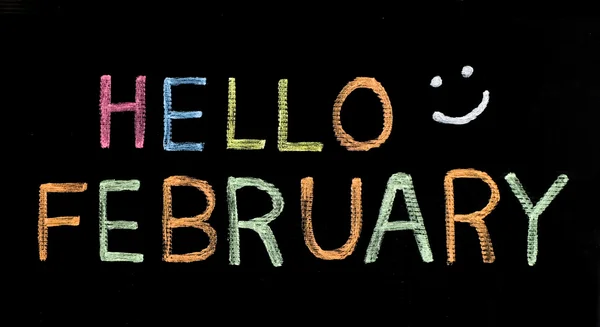 Hello February written on blackboard — Stock Photo, Image