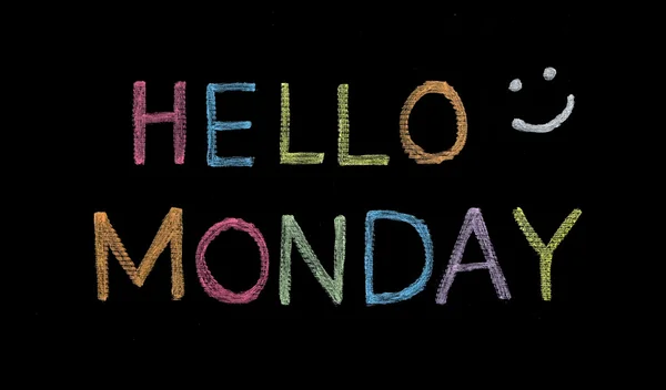 Hello Monday written on blackboard — Stock Photo, Image