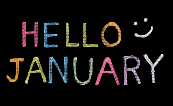 Γεια σας Ιανουαρίου γραμμένο στον μαυροπίνακα — Φωτογραφία Αρχείου