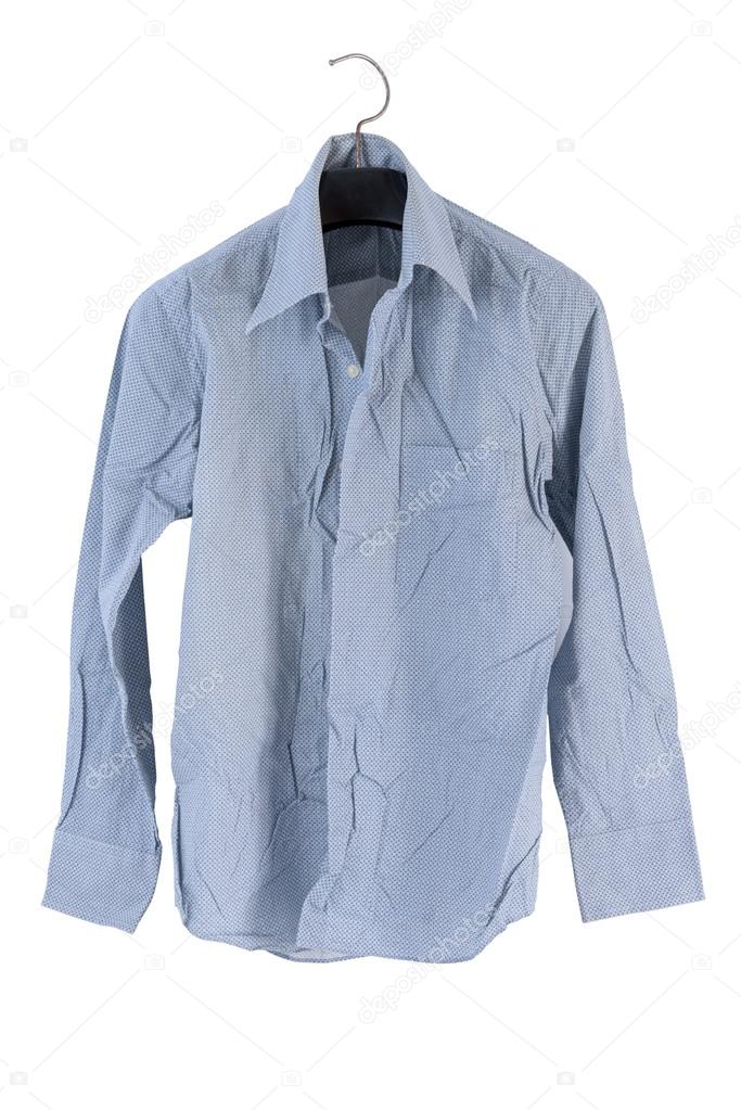 creased men shirt isolate on white background