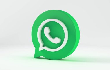 WhatsApp simgesi beyaz arkaplanda izole edildi. 3B Görüntü
