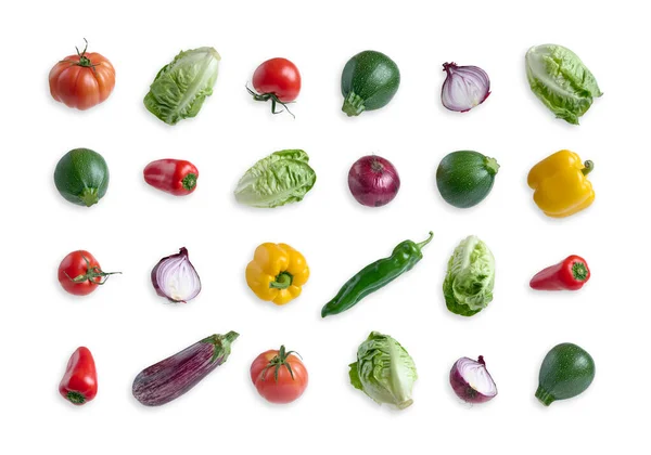 Разнообразие Свежих Овощей Белом Фоне — стоковое фото