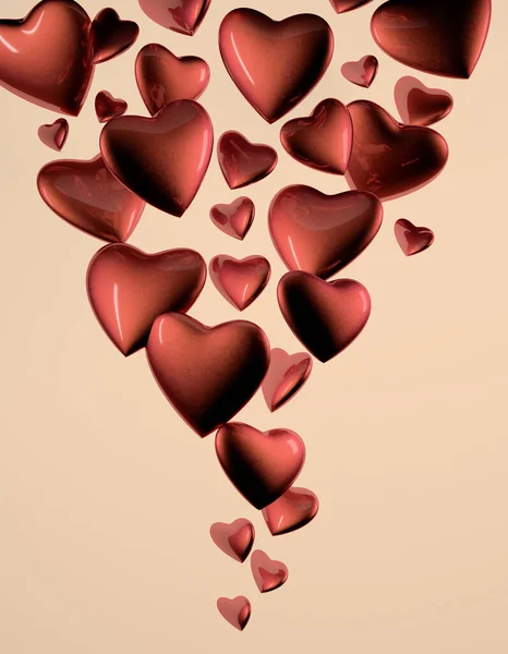 Valentinstag Konzept Fliegende Herzen Aus Dem Warmen Hintergrund Isoliert — Stockfoto