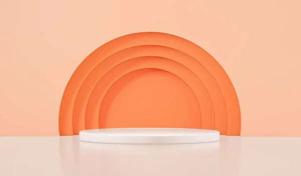 Turuncu daireli ürün podyumu, 3D görüntüleme