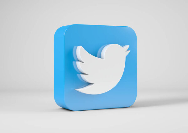 Twiter logo in 3d rendering