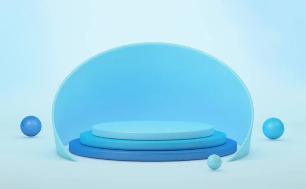 产品展示用的软糖 蓝色色调的几何形状 3D渲染 — 图库照片