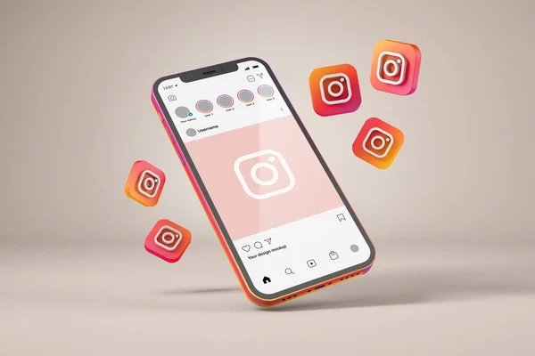 Simgeli Akıllı Telefon Instagram Ekranı Oluşturma — Stok fotoğraf