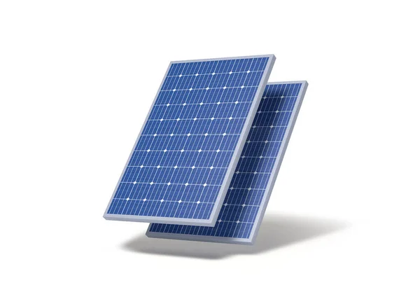 Panel Solar Aislado Del Fondo Blanco Renderizado — Foto de Stock