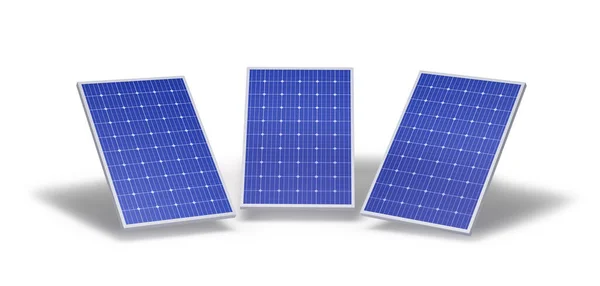 白い背景から隔離された3枚の太陽電池パネル — ストック写真