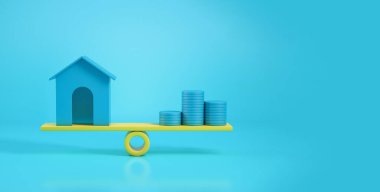 Ev ve fotokopi alanı olan bir yığın para. Ev değeri kavramı