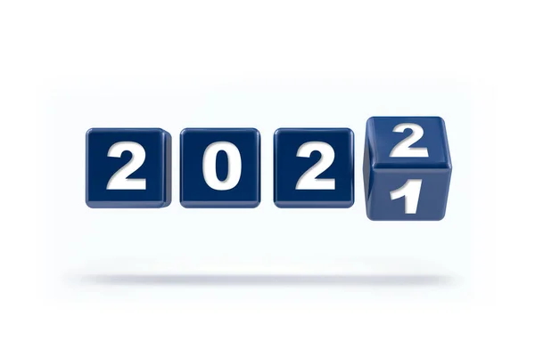 Klappwürfel Für Den Jahreswechsel 2021 Auf 2022 Jahreswechsel Und Startkonzept — Stockfoto