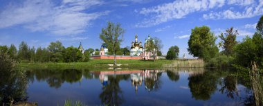 Panorama Sviato-Troitskyi Manastırı'Hustynia. Chernihiv regio