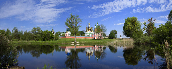Panorama Sviato-Troitskyi Monastery in Hustynia. Chernihiv regio