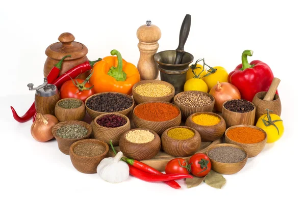Spices and herbs on white background — Stock Photo, Image