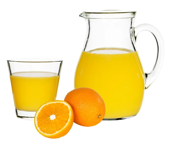 Portakal suyu bir bardak ve sürahi — Stok fotoğraf