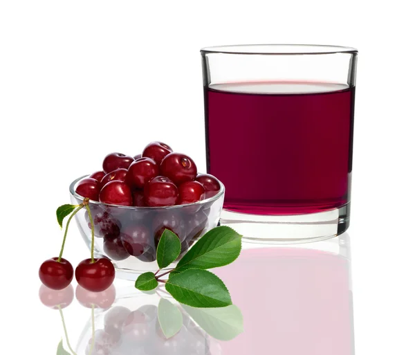 Cherry juice egy pohár meggy — Stock Fotó
